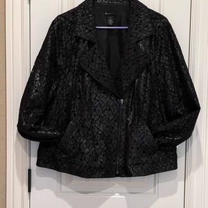 LANE BRYANT Metallic Black Lace Moto Jacket. This jacket has only been worn on